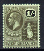 British Virgin Islands 1922-28 KG5 MCA 1s black on emerald mounted mint SG 83