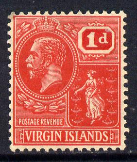 British Virgin Islands 1922-28 KG5 Script CA 1d scarlet mounted mint SG 89