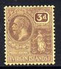 British Virgin Islands 1922-28 KG5 Script CA 3d purple on yellow mounted mint SG 96