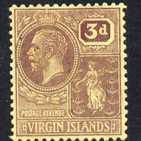 British Virgin Islands 1922-28 KG5 Script CA 3d purple on yellow mounted mint SG 96
