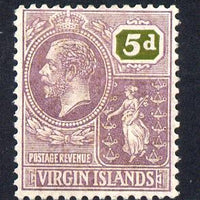British Virgin Islands 1922-28 KG5 Script CA 5d purple & olive mounted mint SG 97