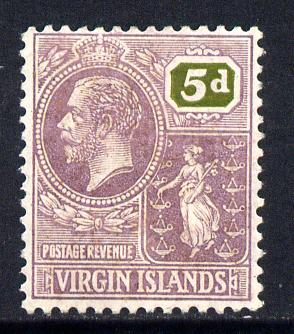 British Virgin Islands 1922-28 KG5 Script CA 5d purple & olive mounted mint SG 97