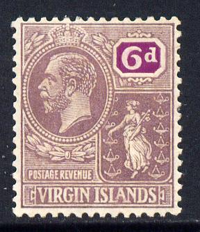 British Virgin Islands 1922-28 KG5 Script CA 6d dull & bright purple mounted mint SG 98