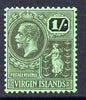 British Virgin Islands 1922-28 KG5 Script CA 1s black on emerald mounted mint SG 99
