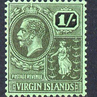British Virgin Islands 1922-28 KG5 Script CA 1s black on emerald mounted mint SG 99