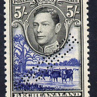Bechuanaland 1938-52 KG6 5s black & deep ultramarine with straight-line SPECIMEN perfin fine with gum with less than 400 produced SG 127s