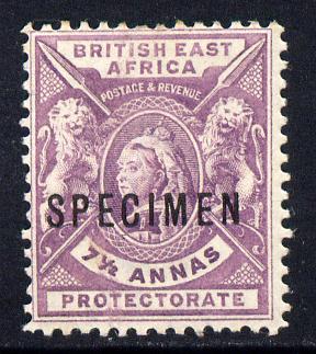Kenya, Uganda & Tanganyika - British East Africa 1896-1901 QV 7.5a mauve overprinted SPECIMEN small part gum with only about 730 produced SG 73s