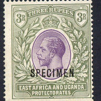 Kenya, Uganda & Tanganyika 1912-21 KG5 MCA 3r overprinted SPECIMEN fine with gum but rounded corner perf only about 400 produced SG 55s