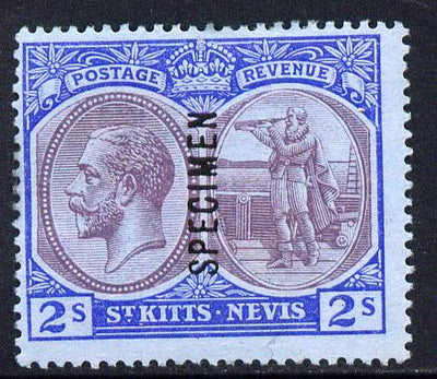 St Kitts-Nevis 1920-22 KG5 MCA Columbus 2s overprinted SPECIMEN fine with gum only about 400 produced SG 32s