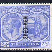 St Kitts-Nevis 1921-29 KG5 Script CA Columbus 2.5d pale bright blue overprinted SPECIMEN fine with gum only about 400 produced SG 42s