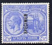 St Kitts-Nevis 1921-29 KG5 Script CA Columbus 2.5d pale bright blue overprinted SPECIMEN fine with gum only about 400 produced SG 42s