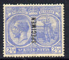St Kitts-Nevis 1921-29 KG5 Script CA Columbus 2.5d pale bright blue (pulled perf) overprinted SPECIMEN fine with gum only about 400 produced SG 42s