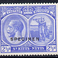 St Kitts-Nevis 1921-29 KG5 Script CA Columbus 2.5d ultramarine overprinted SPECIMEN fine with gum only about 400 produced SG 44s