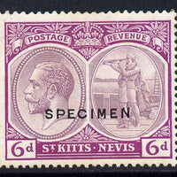 St Kitts-Nevis 1921-29 KG5 Script CA Columbus 6d dull & bright purple overprinted SPECIMEN fine with gum only about 400 produced SG 46s