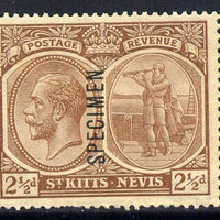 St Kitts-Nevis 1921-29 KG5 Script CA Medicine Spring 2.5d brown overprinted SPECIMEN fine with gum only about 400 produced SG 43s