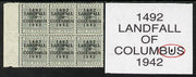 Bahamas 1942 KG6 Landfall of Columbus 1d pale slate marginal block of 6 from left pane showing Flaw in second U on R3/2 unmounted mint