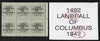 Bahamas 1942 KG6 Landfall of Columbus 1d pale slate marginal block of 6 from left pane showing Flaw in D on R8/5 and Broken foot of 2 on R8/6 unmounted mint