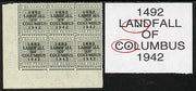 Bahamas 1942 KG6 Landfall of Columbus 1d pale slate SW corner block of 6 from left pane showing Flaw in N on R10/1 and Flaws in C & O on R10/2 unmounted mint