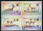 Niger Republic 1998 WWF - Gazelles perf se-tenant block of 4 values unmounted mint (Sheetlet containing 4 sets available price pro rata)