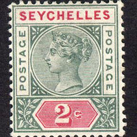 Seychelles 1890-92 QV Key Plate Crown CA die I - 2c green & carmine mounted mint SG 1