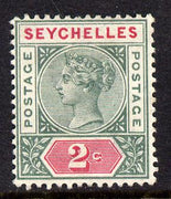 Seychelles 1890-92 QV Key Plate Crown CA die I - 2c green & carmine mounted mint SG 1