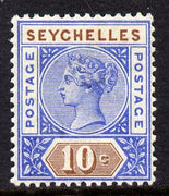 Seychelles 1890-92 QV Key Plate Crown CA die I - 10c ultramarine & brown mounted mint SG 4