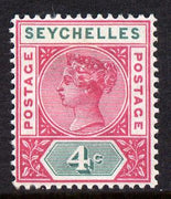 Seychelles 1890-92 QV Key Plate Crown CA die II - 4c carmine & green mounted mint SG 10