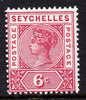 Seychelles 1897-1900 QV Key Plate Crown CA die II - 6c carmine mounted mint SG 29