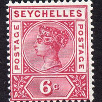 Seychelles 1897-1900 QV Key Plate Crown CA die II - 6c carmine mounted mint SG 29