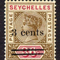 Seychelles 1901 QV surcharged 3c on 36c brown & carmine mounted mint SG 39