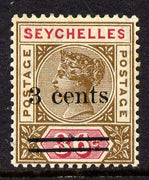 Seychelles 1901 QV surcharged 3c on 36c brown & carmine mounted mint SG 39