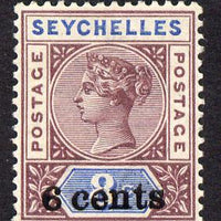 Seychelles 1901 QV surcharged 6c on 8c brown-purple & blue mounted mint SG 40