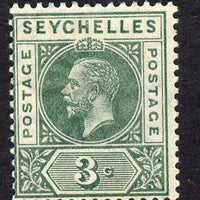 Seychelles 1912-16 KG5 MCA 3c dull green mounted mint SG 72