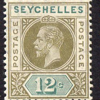 Seychelles 1912-16 KG5 MCA 12c olive-sepia & dull green mounted mint SG 74