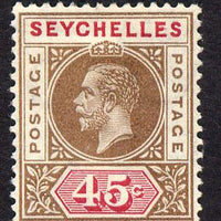 Seychelles 1912-16 KG5 MCA 45c brown & carmine mounted mint SG 78