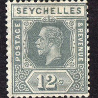 Seychelles 1917-22 KG5 MCA die I - 12c grey mounted mint SG 86