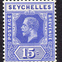 Seychelles 1917-22 KG5 MCA die I - 15c ultramarine mounted mint SG 87