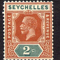 Seychelles 1921-32 KG5 Script CA die II - 2c chestnut & green mounted mint SG 98
