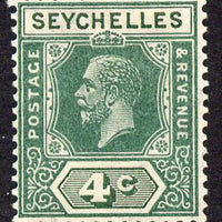 Seychelles 1921-32 KG5 Script CA die II - 4c green mounted mint SG 101