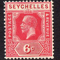 Seychelles 1921-32 KG5 Script CA die II - 6c carmine mounted mint SG 104