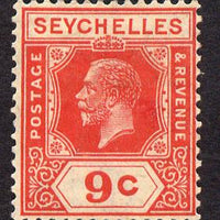 Seychelles 1921-32 KG5 Script CA die II - 9c red mounted mint SG 106