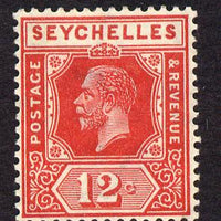 Seychelles 1921-32 KG5 Script CA die II - 12c carmine-red mounted mint SG 108