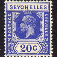 Seychelles 1921-32 KG5 Script CA die II - 20c bright blue mounted mint SG 113