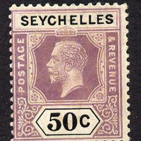 Seychelles 1921-32 KG5 Script CA die II - 50c dull purple & black mounted mint SG 117