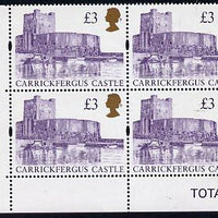 Great Britain 1997 Castle High Value £3 (Enschede printing) SW corner block of 4 with plate nos 1A-1A unmounted mint, SG 1995