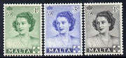 Malta 1950 Visit of Princess Elizabeth set of 3 unmounted mint SG 255-7