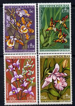 British Honduras 1968 20th Anniversary of Economic Commission - Orchids set of 4 unmounted mint SG 250-53