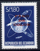 Ecuador 1964 Columbus Lighthouse - Faro De Colon overprinted on 1s80 International Geophysical Year unmounted mint SG 1267
