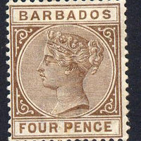 Barbados 1882-86 QV Crown CA 4d brown mounted mint SG 99