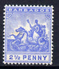 Barbados 1905 Britannia MCA 2.5d blue mounted mint SG 139
